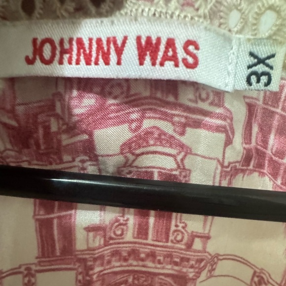 Johnny Was Halsey silk habotai blouse in pink toile print Size 3X - Picture 4 of 5